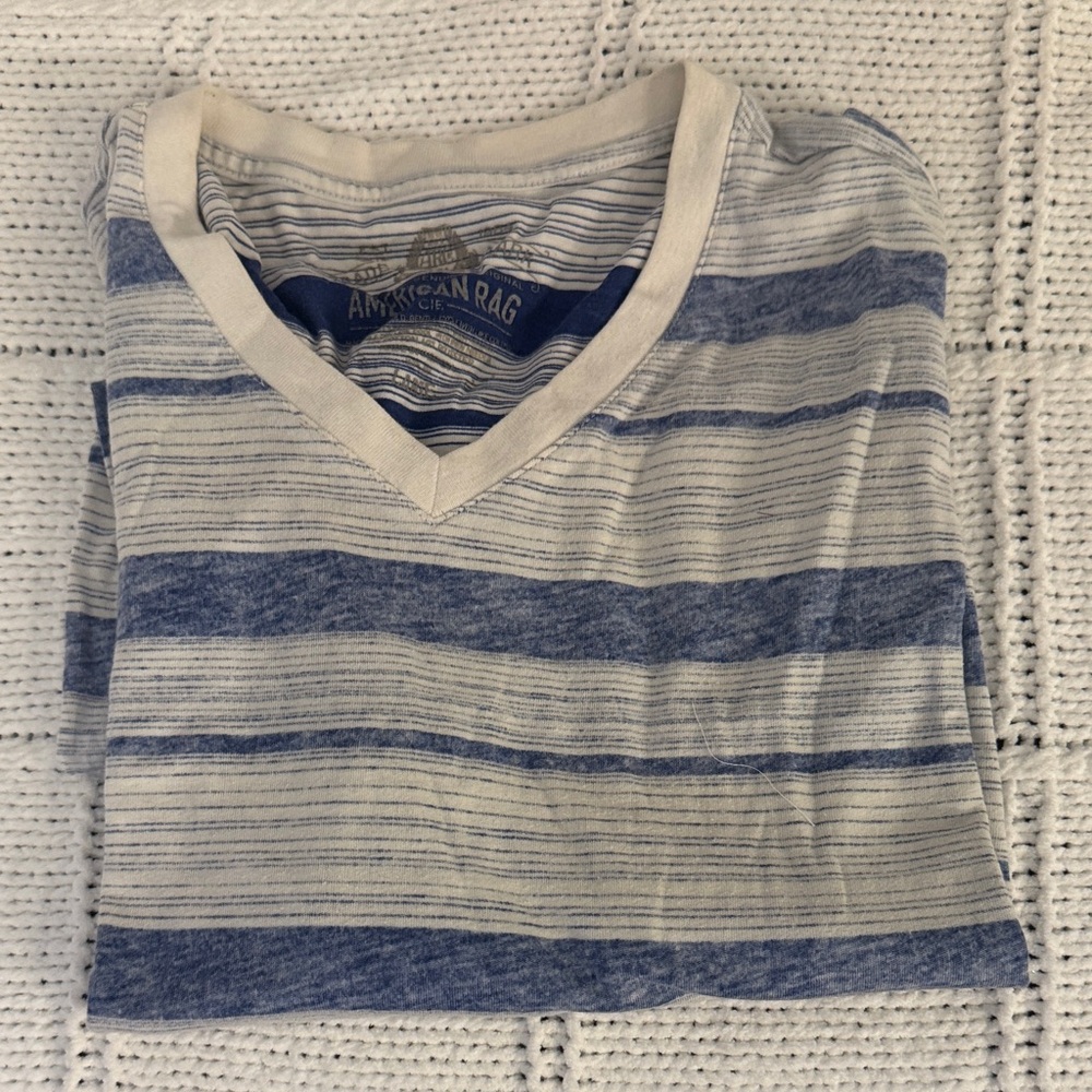 American Rag Blue and Cream Striped Tee